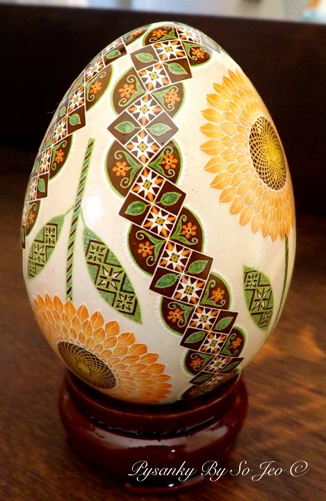 Peach Sunflowers Ukrainian Easter Egg Pysanky By So JeoPeach Sunflowers Ukrainian Easter Egg Pysanky By So Jeo